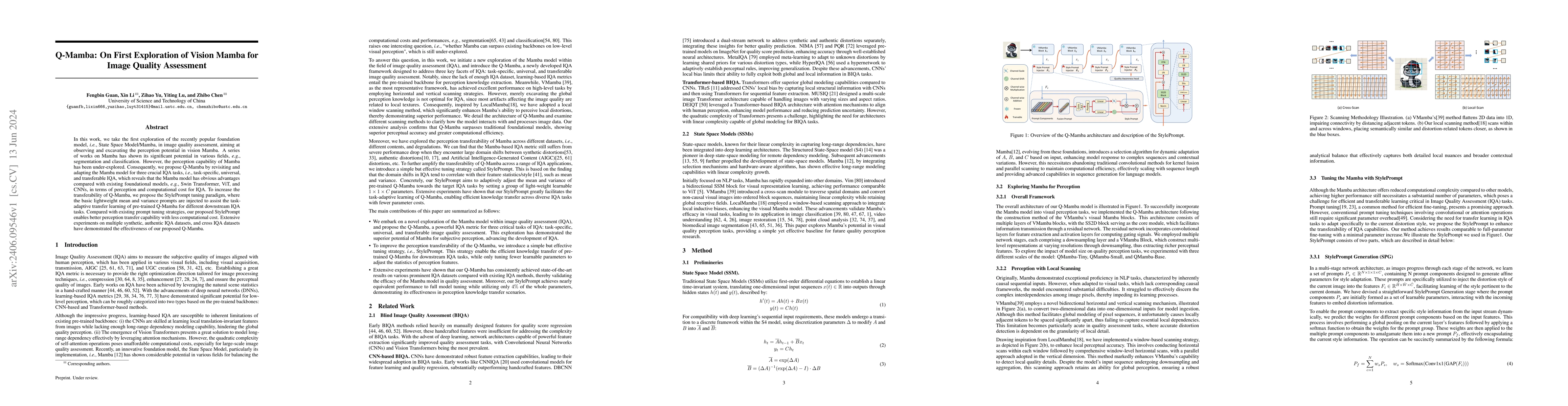 Thumbnail for Q-Mamba: On First Exploration of Vision Mamba for Image Quality
  Assessment