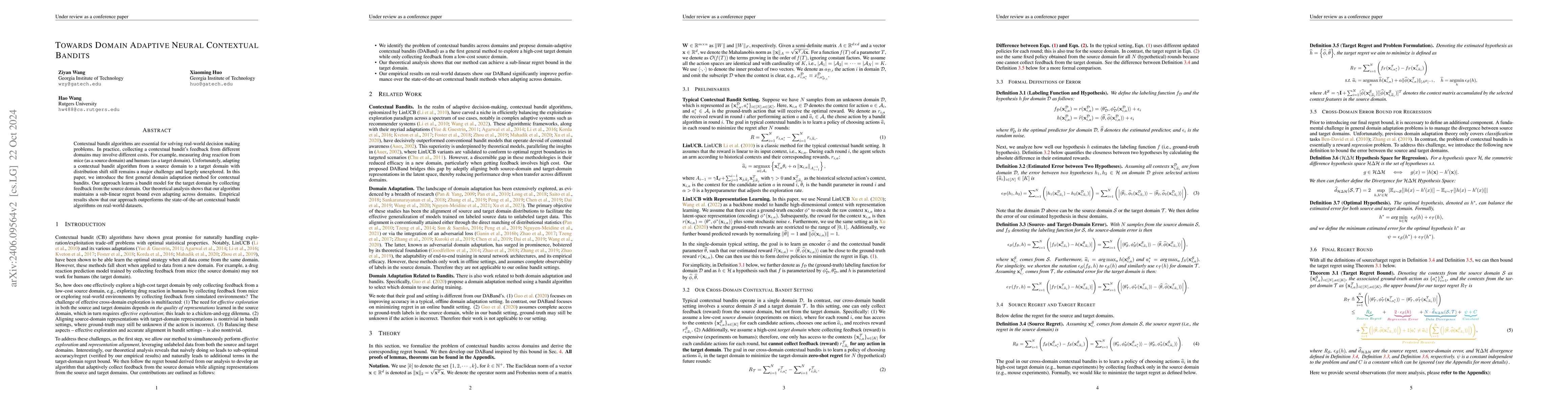 Thumbnail for Towards Domain Adaptive Neural Contextual Bandits