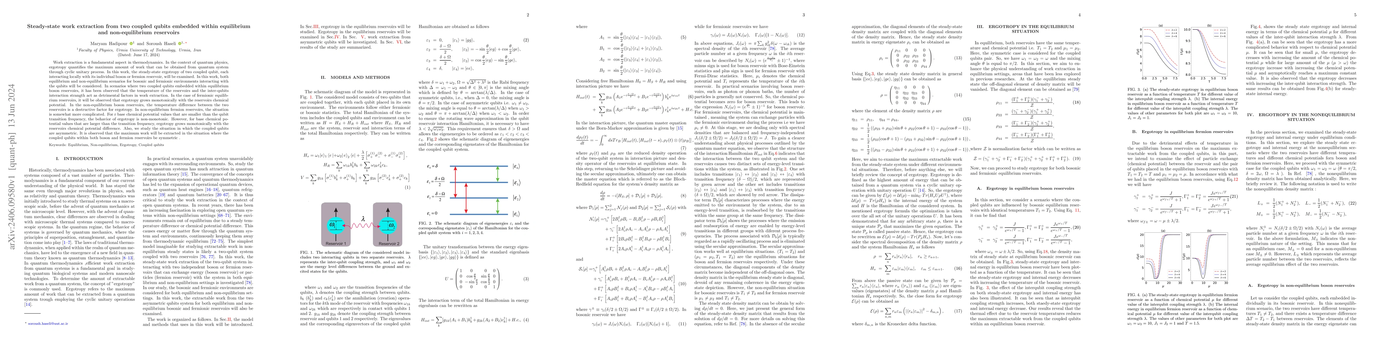 Thumbnail for Steady-state work extraction from two coupled qubits embedded within
  equilibrium and non-equilibrium reservoirs