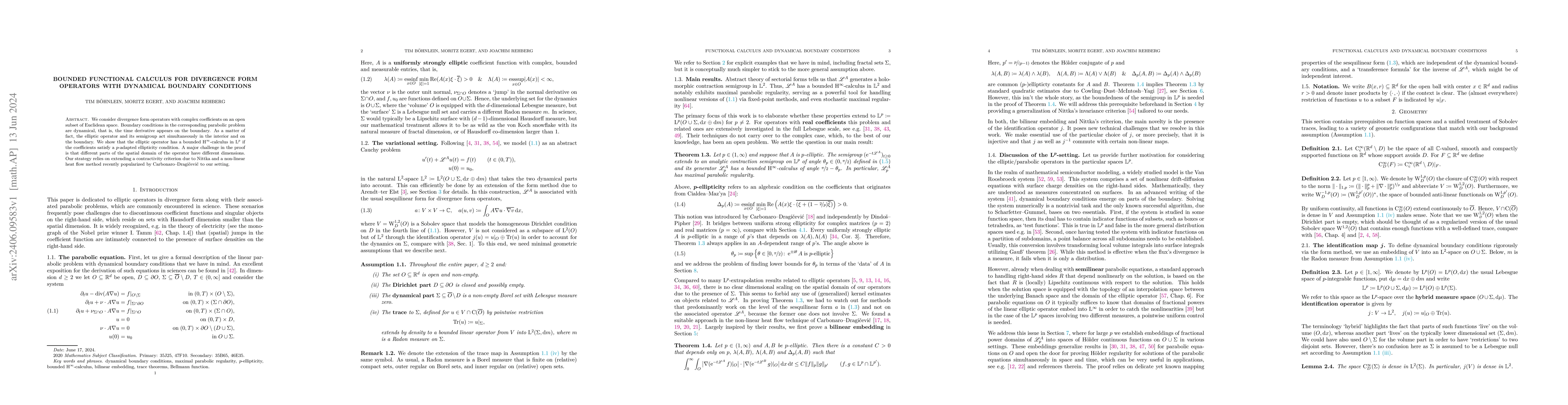 Thumbnail for Bounded functional calculus for divergence form operators with dynamical
  boundary conditions
