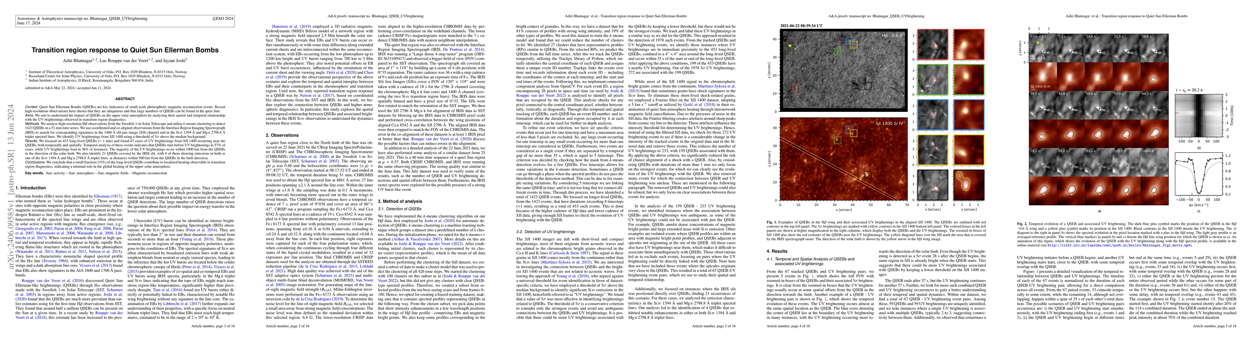 Thumbnail for Transition region response to Quiet Sun Ellerman Bombs