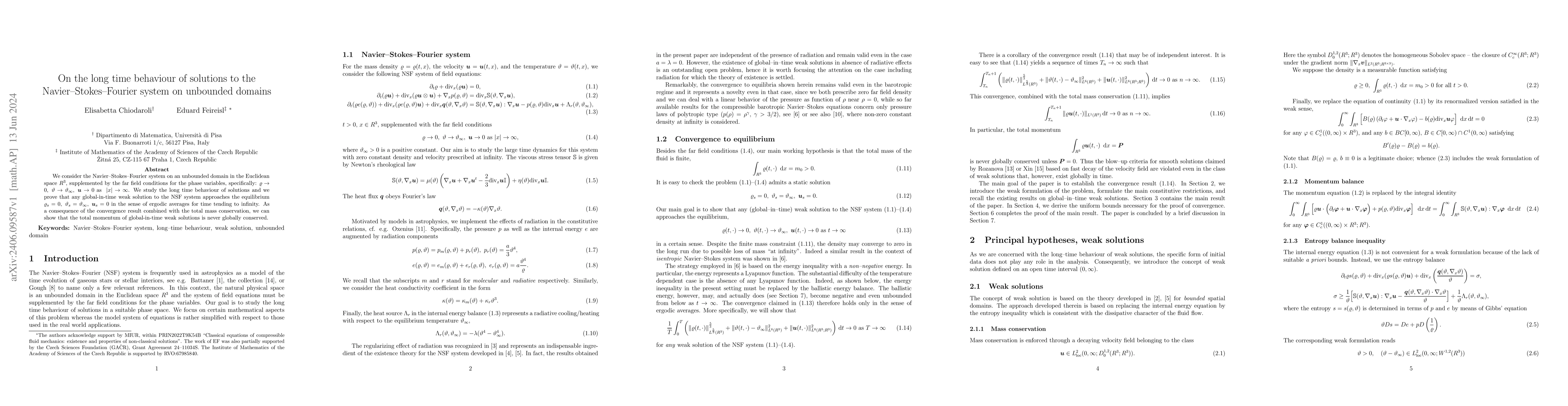 Thumbnail for On the long time behaviour of solutions to the Navier-Stokes-Fourier
  system on unbounded domains