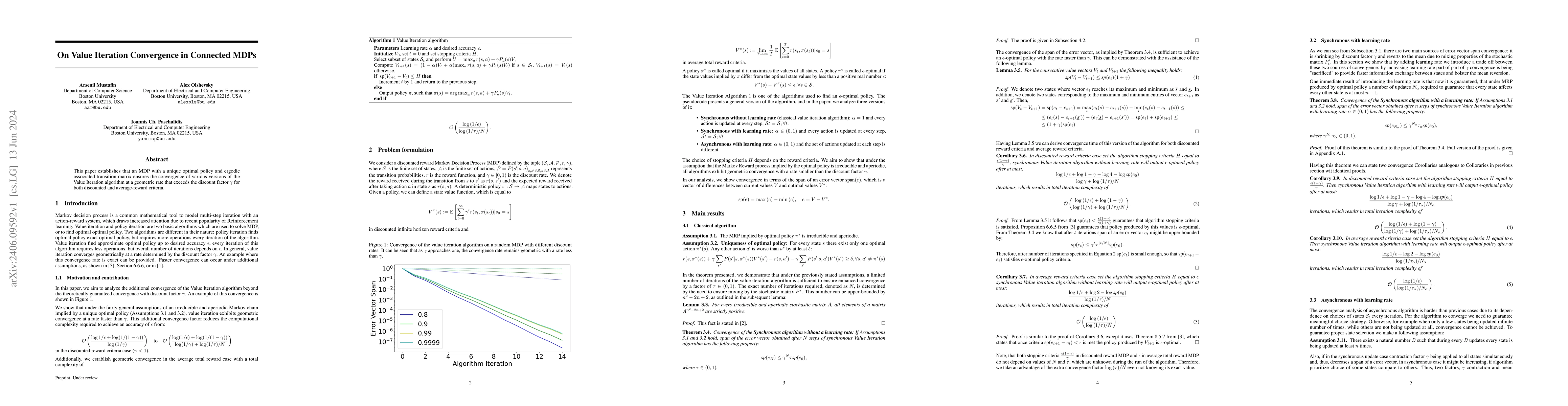 Thumbnail for On Value Iteration Convergence in Connected MDPs