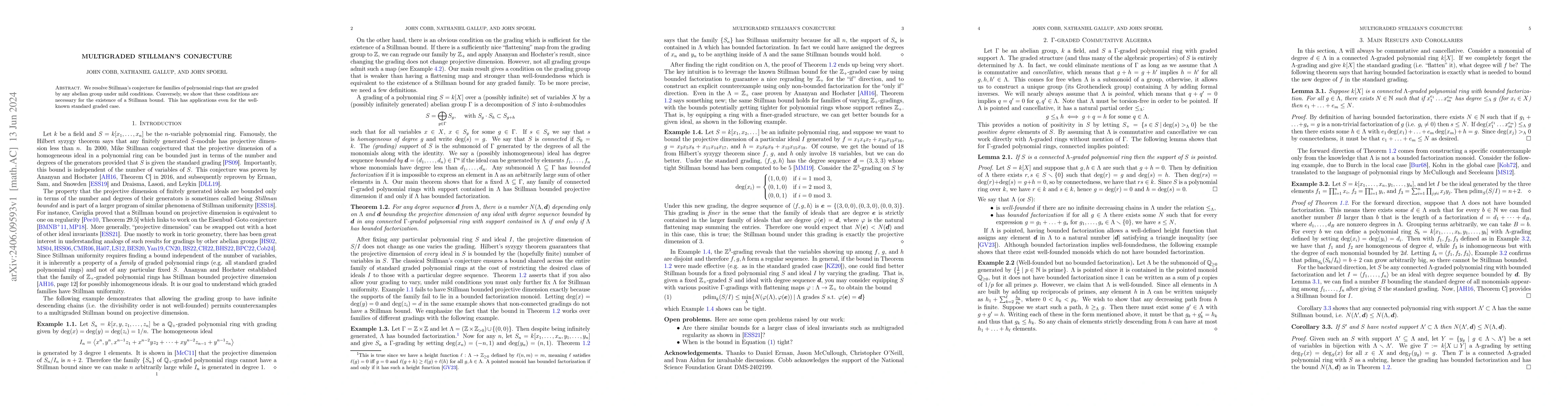 Thumbnail for Multigraded Stillman's Conjecture