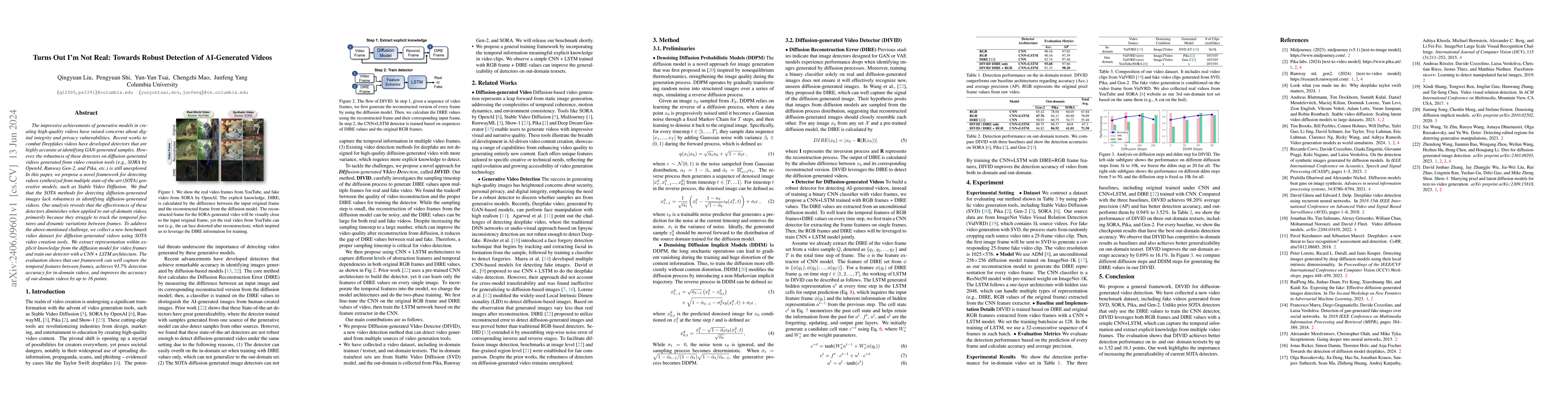 Thumbnail for Turns Out I'm Not Real: Towards Robust Detection of AI-Generated Videos