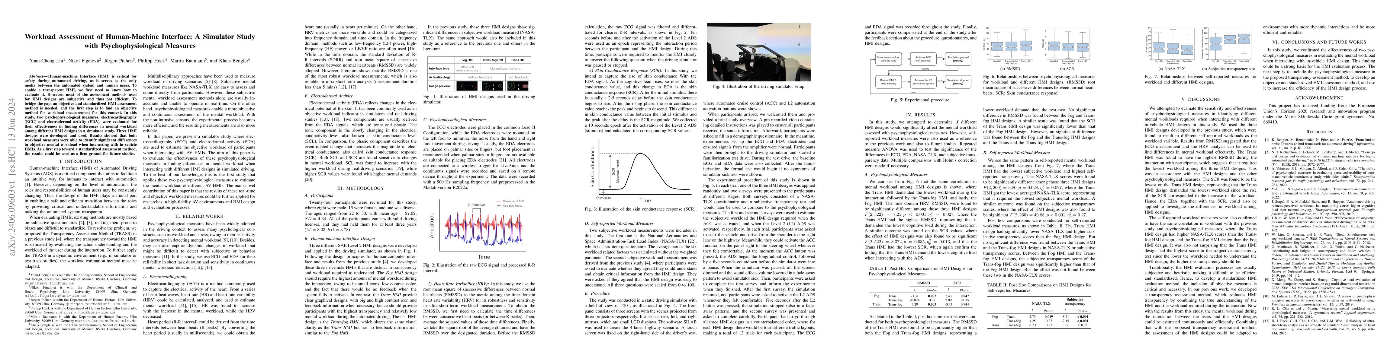 Thumbnail for Workload Assessment of Human-Machine Interface: A Simulator Study with
  Psychophysiological Measures