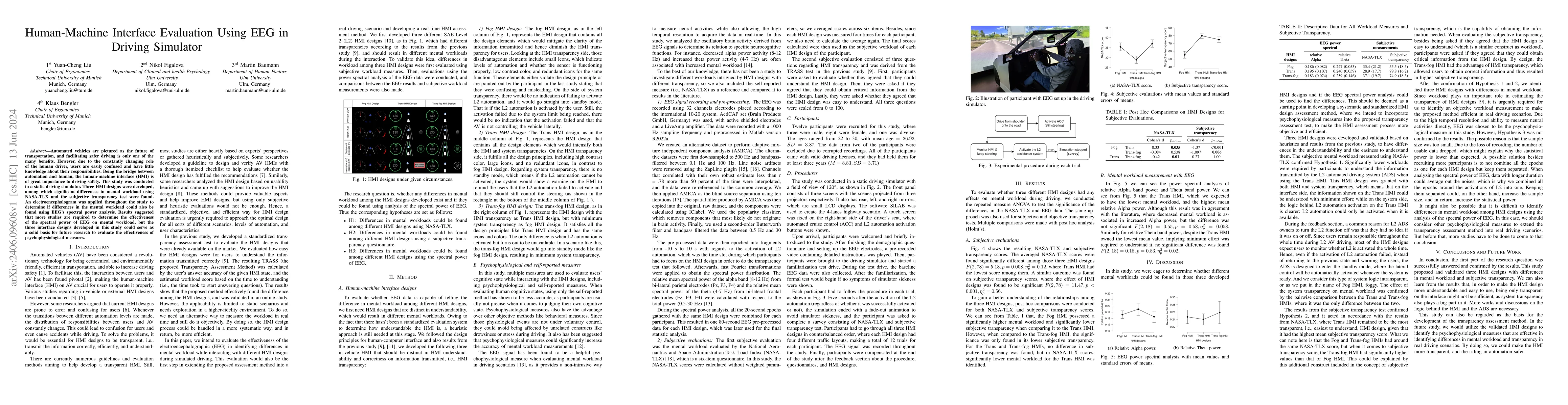 Thumbnail for Human-Machine Interface Evaluation Using EEG in Driving Simulator