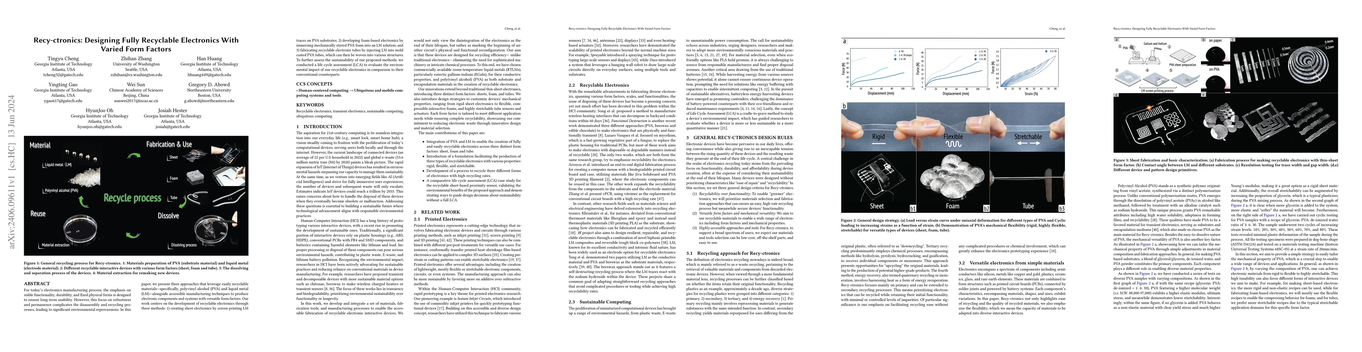 Thumbnail for Recy-ctronics: Designing Fully Recyclable Electronics With Varied Form
  Factors