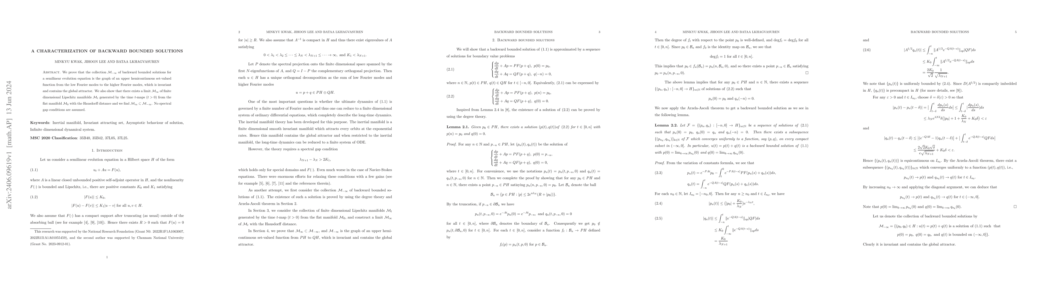 Thumbnail for A Characterization of backward bounded solutions
