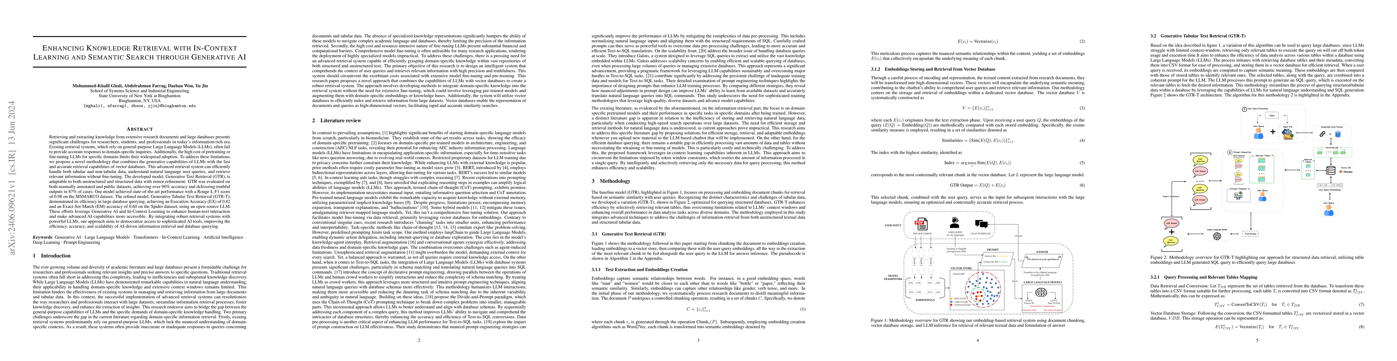 Thumbnail for Enhancing Knowledge Retrieval with In-Context Learning and Semantic
  Search through Generative AI