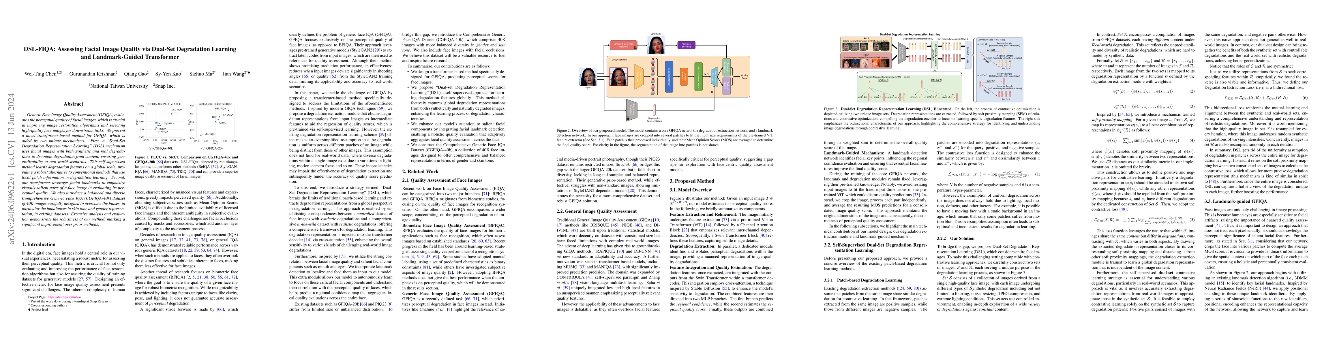 Thumbnail for DSL-FIQA: Assessing Facial Image Quality via Dual-Set Degradation
  Learning and Landmark-Guided Transformer