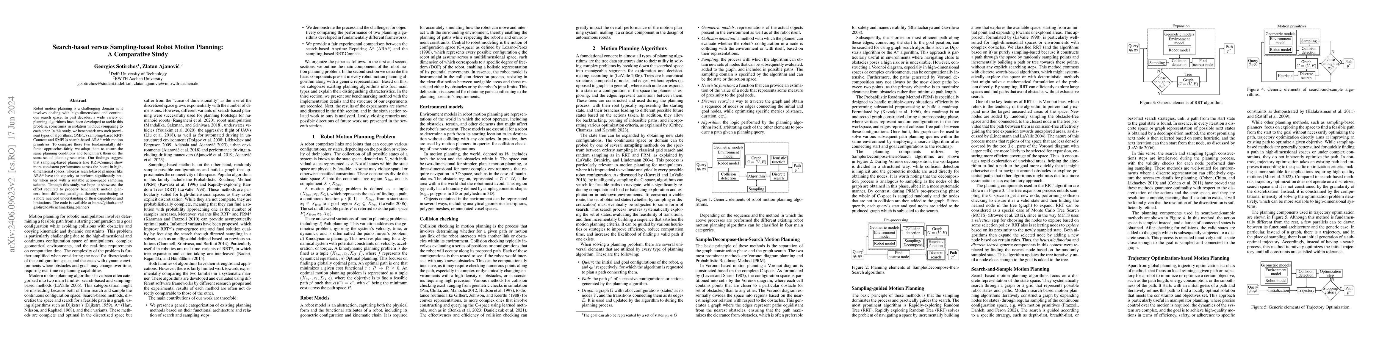 Thumbnail for Search-based versus Sampling-based Robot Motion Planning: A Comparative
  Study