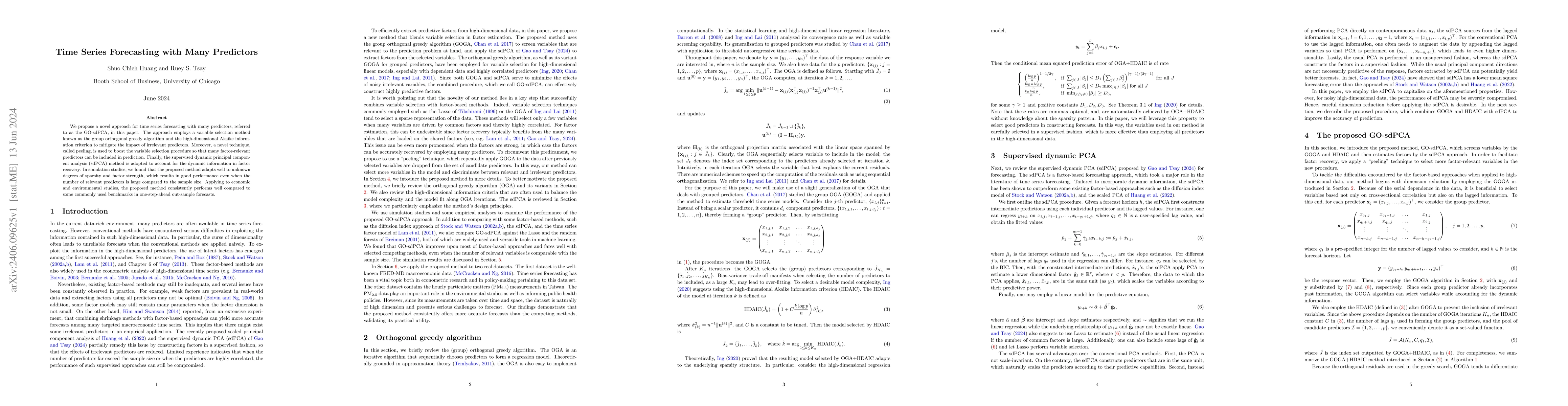 Thumbnail for Time Series Forecasting with Many Predictors