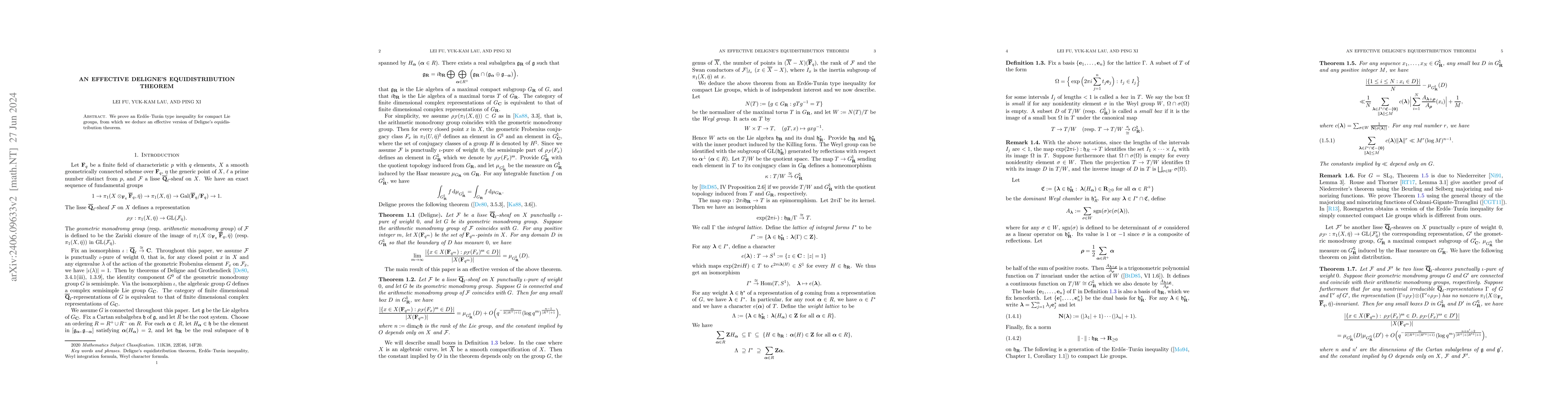 Thumbnail for An effective Deligne's equidistribution theorem