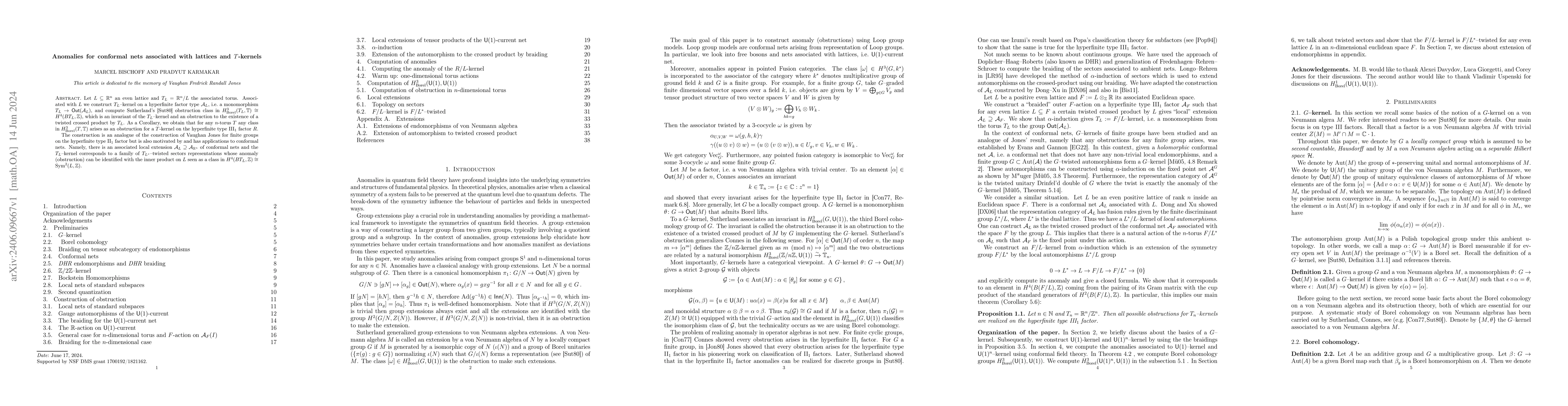 Thumbnail for Anomalies for conformal nets associated with lattices and $T$-kernels