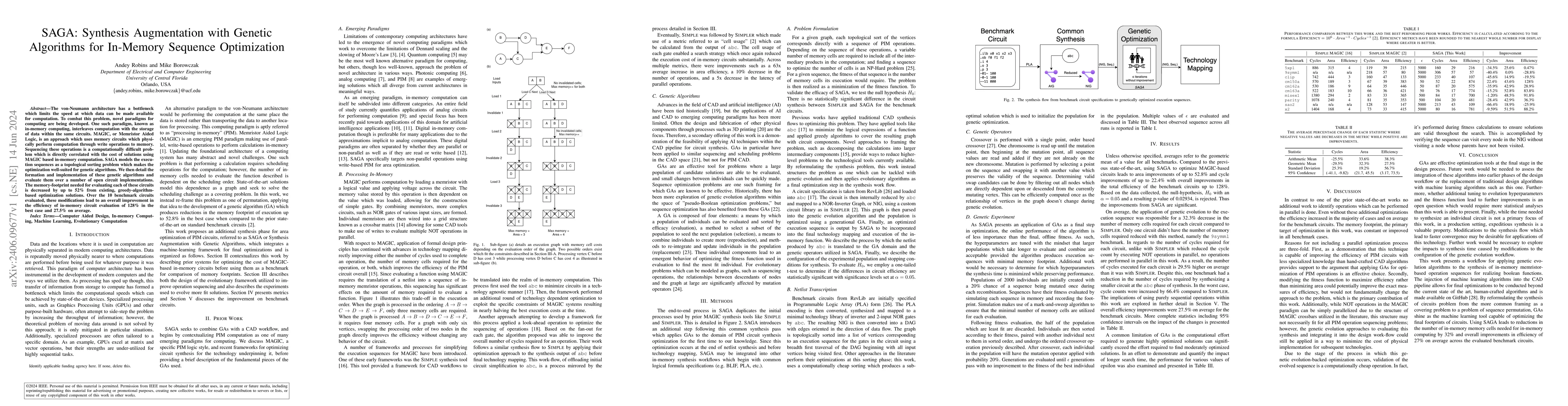 Thumbnail for SAGA: Synthesis Augmentation with Genetic Algorithms for In-Memory
  Sequence Optimization