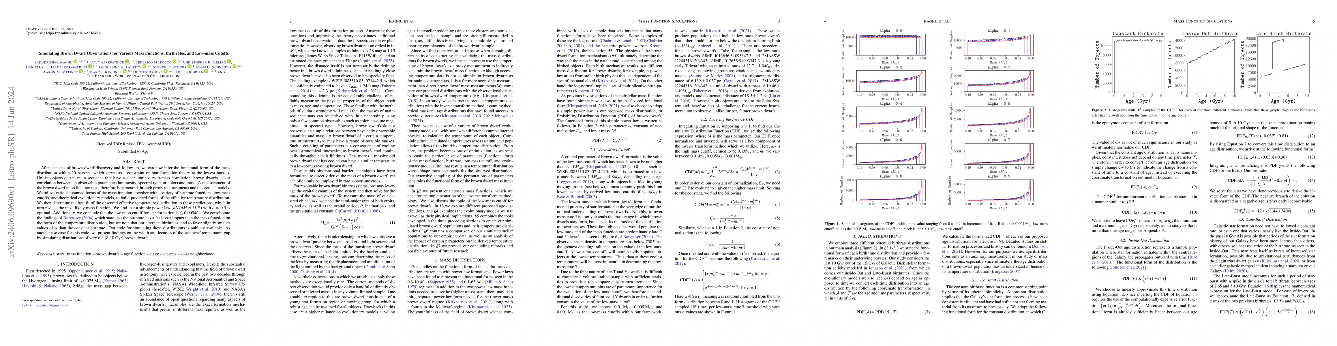 Thumbnail for Simulating Brown Dwarf Observations for Various Mass Functions,
  Birthrates, and Low-mass Cutoffs