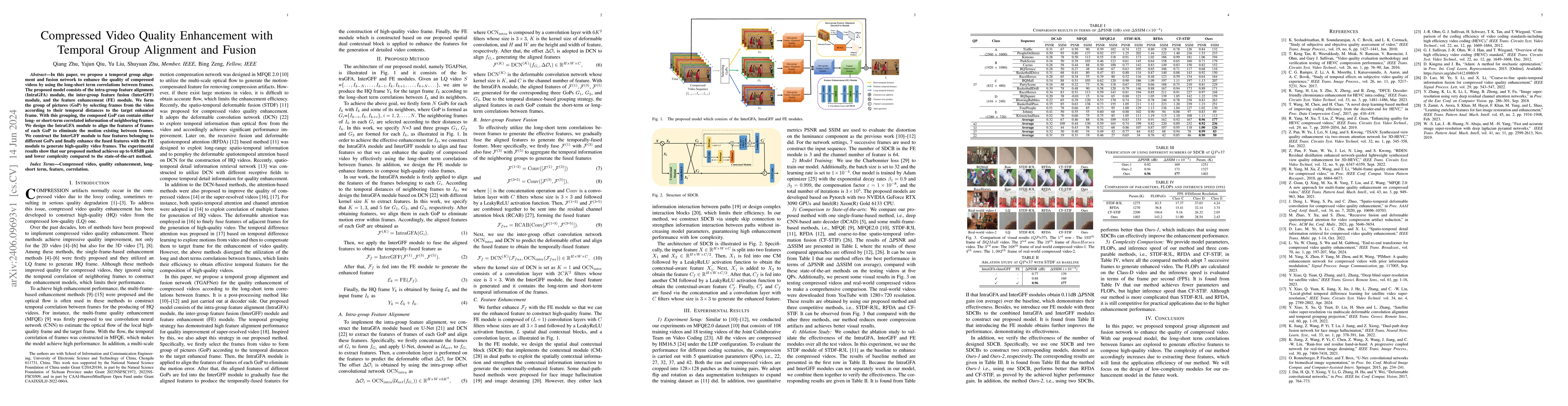 Thumbnail for Compressed Video Quality Enhancement with Temporal Group Alignment and
  Fusion