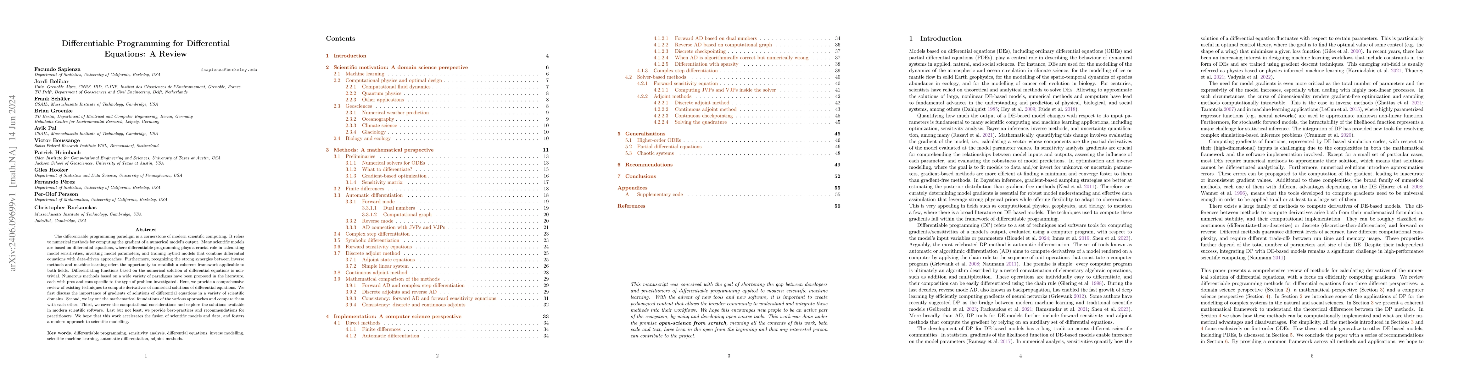 Thumbnail for Differentiable Programming for Differential Equations: A Review