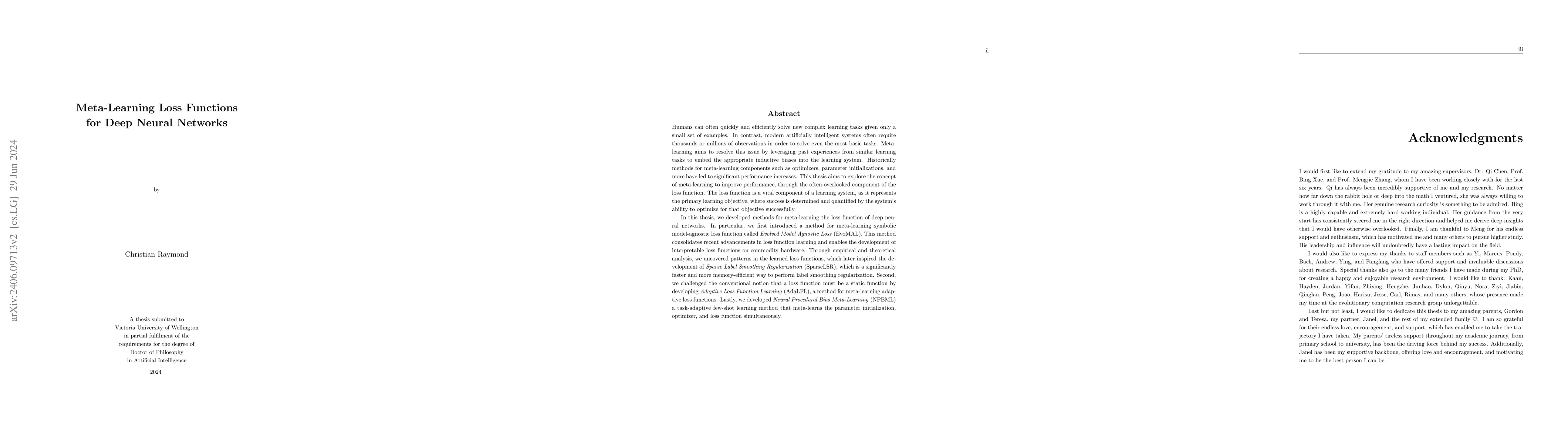 Thumbnail for Meta-Learning Loss Functions for Deep Neural Networks