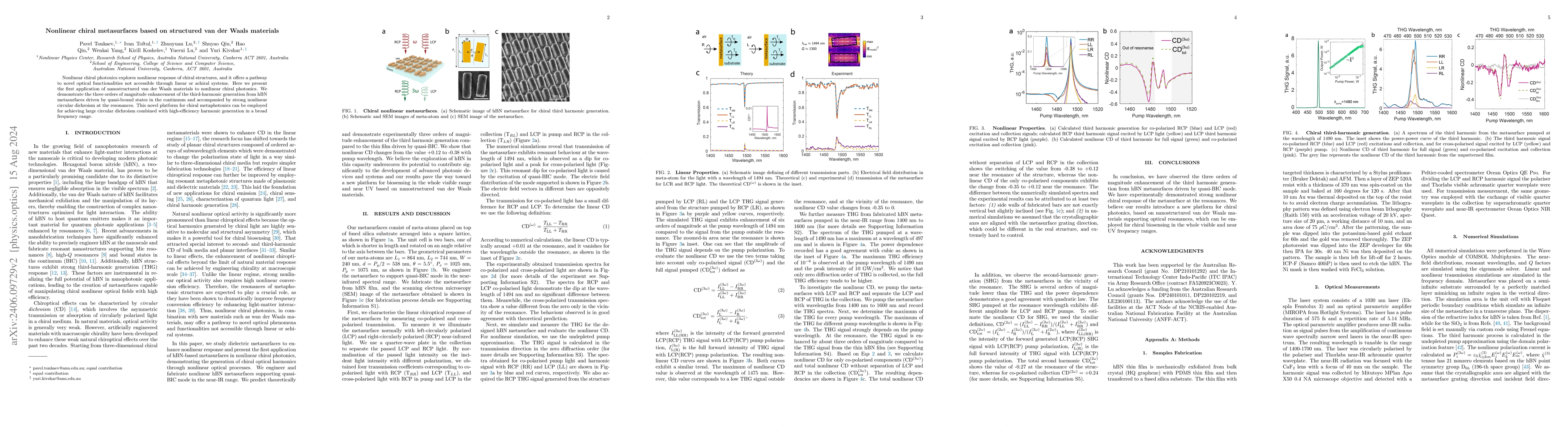 Thumbnail for Nonlinear chiral metasurfaces based on structured van der Waals
  materials