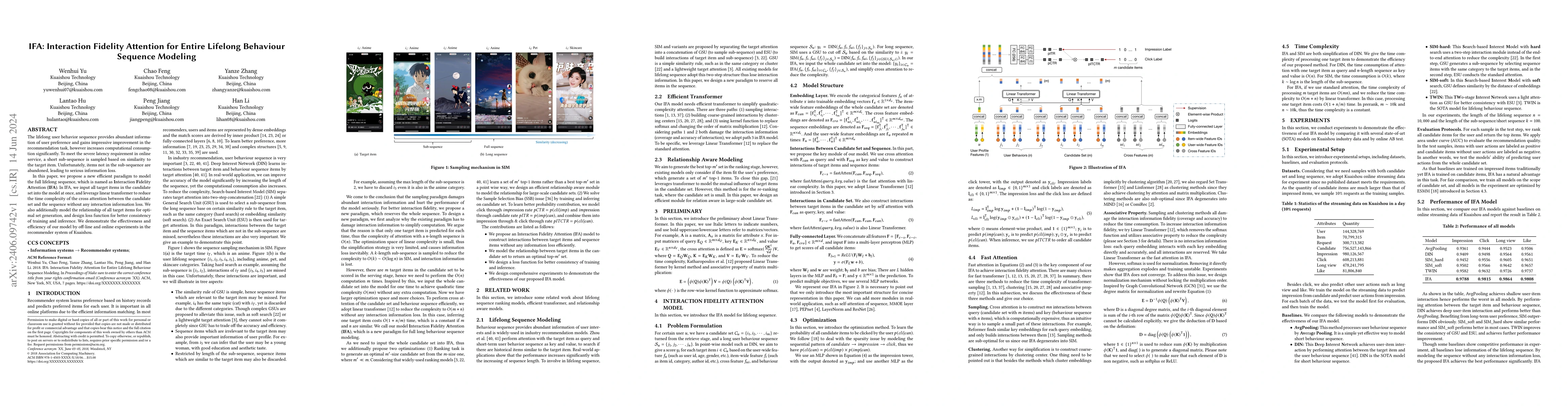Thumbnail for IFA: Interaction Fidelity Attention for Entire Lifelong Behaviour
  Sequence Modeling