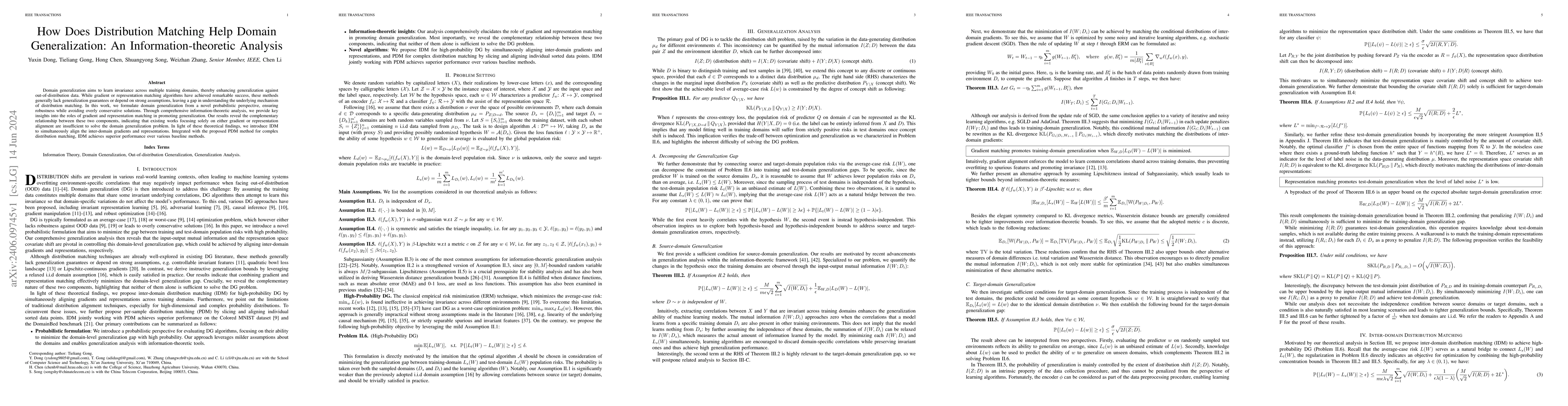 Thumbnail for How Does Distribution Matching Help Domain Generalization: An
  Information-theoretic Analysis