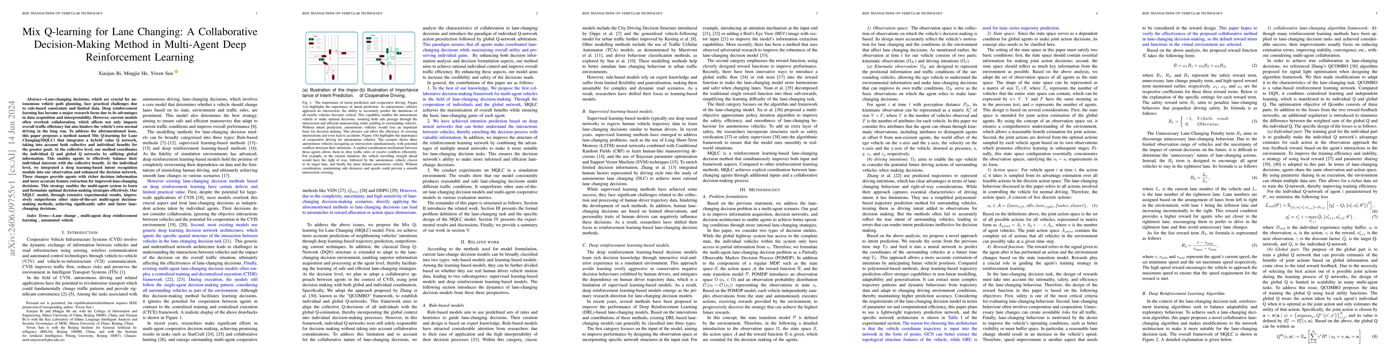 Thumbnail for Mix Q-learning for Lane Changing: A Collaborative Decision-Making Method
  in Multi-Agent Deep Reinforcement Learning