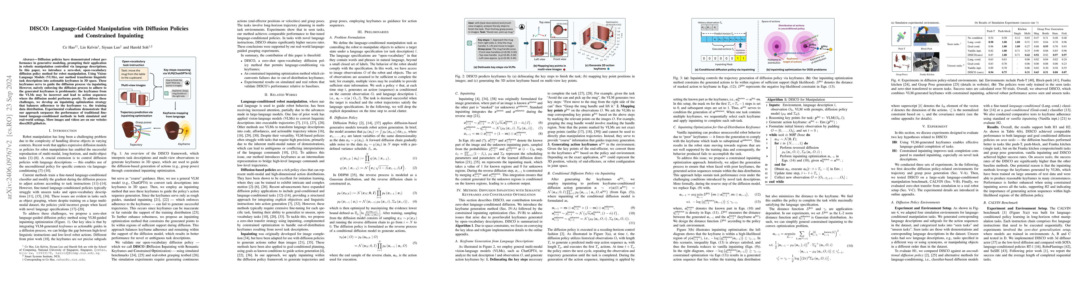 Thumbnail for Language-Guided Manipulation with Diffusion Policies and Constrained
  Inpainting