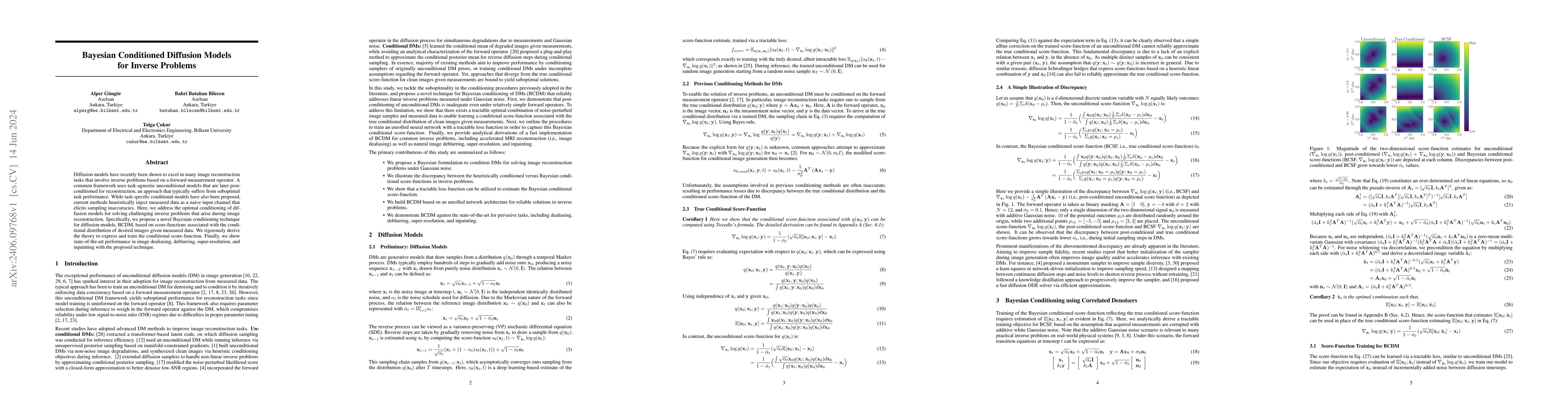 Thumbnail for Bayesian Conditioned Diffusion Models for Inverse Problems
