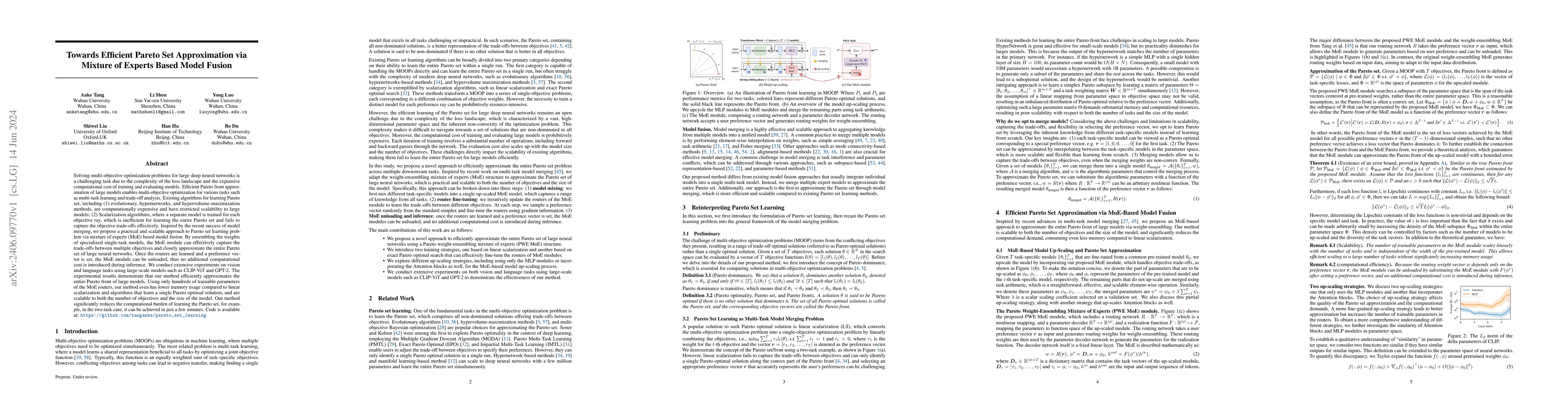 Thumbnail for Towards Efficient Pareto Set Approximation via Mixture of Experts Based
  Model Fusion