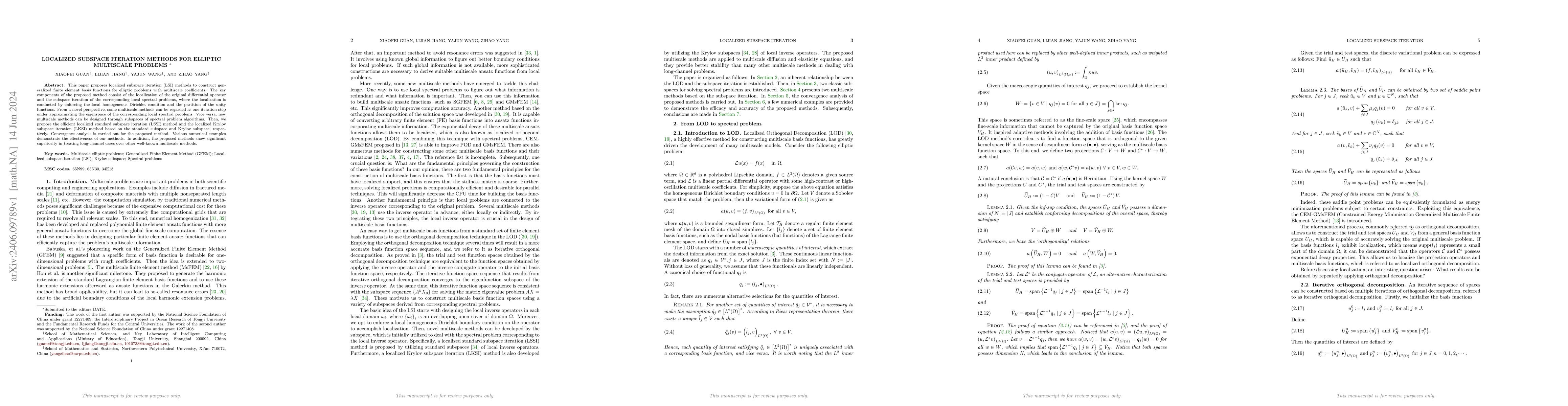 Thumbnail for Localized subspace iteration methods for elliptic multiscale problems