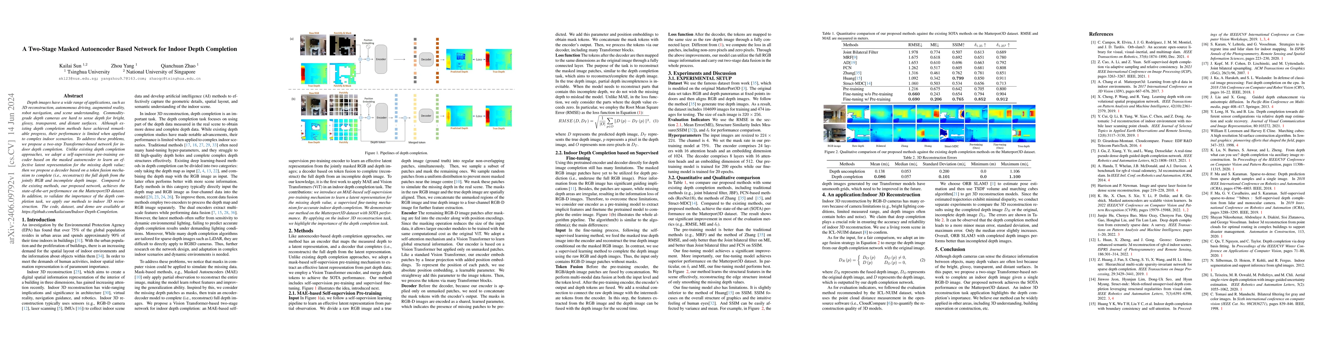 Thumbnail for A Two-Stage Masked Autoencoder Based Network for Indoor Depth Completion