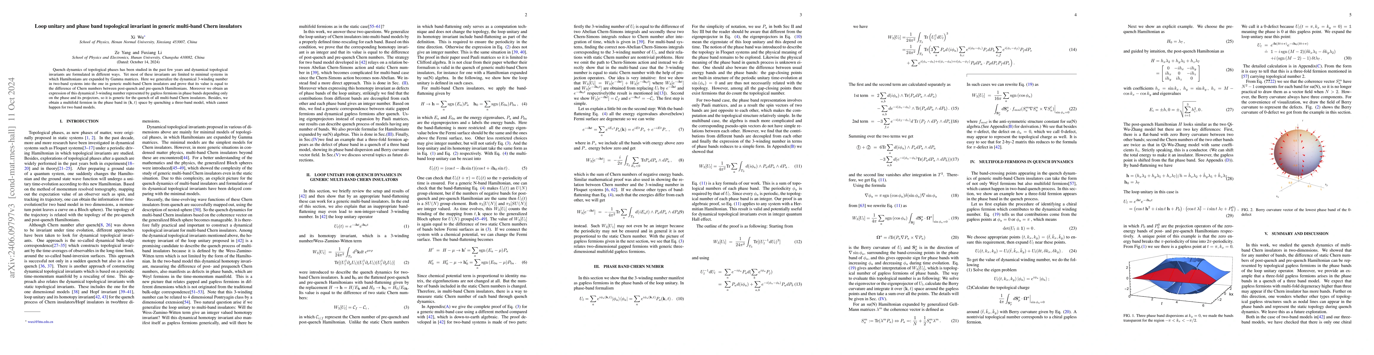 Thumbnail for Loop unitary and phase band topological invariant in generic multi-band
  Chern insulators