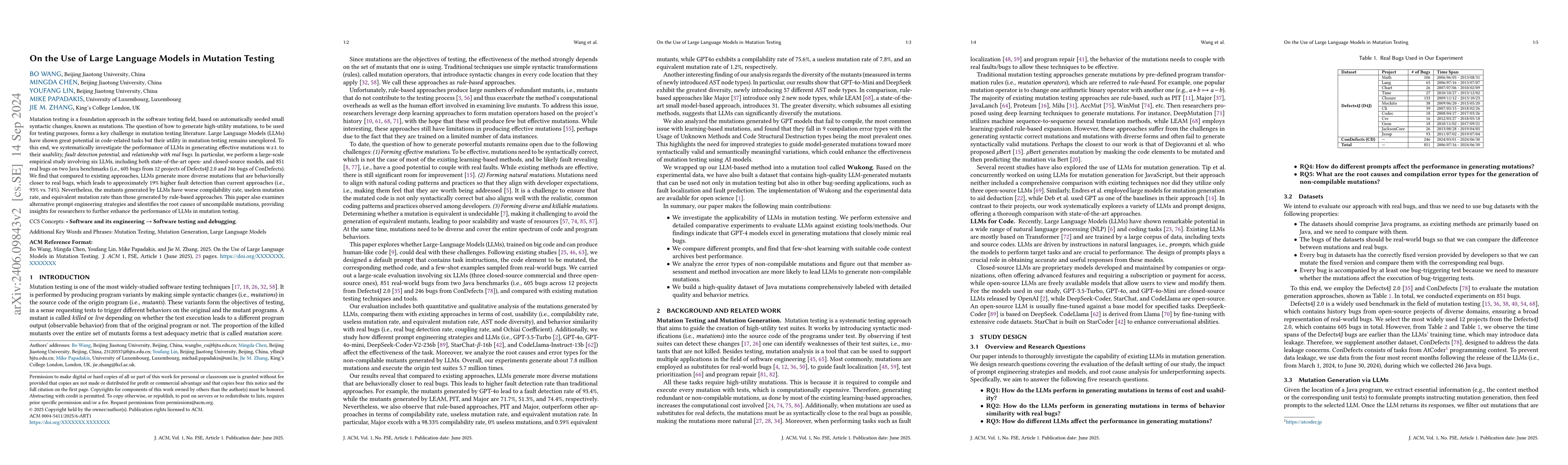 Thumbnail for An Exploratory Study on Using Large Language Models for Mutation Testing