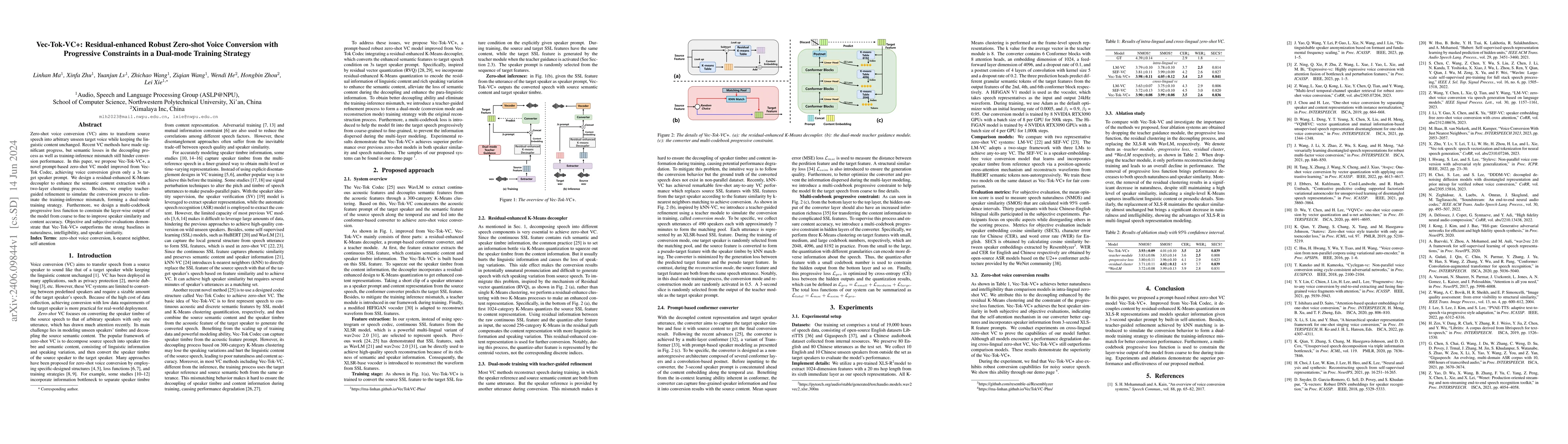 Thumbnail for Vec-Tok-VC+: Residual-enhanced Robust Zero-shot Voice Conversion with
  Progressive Constraints in a Dual-mode Training Strategy