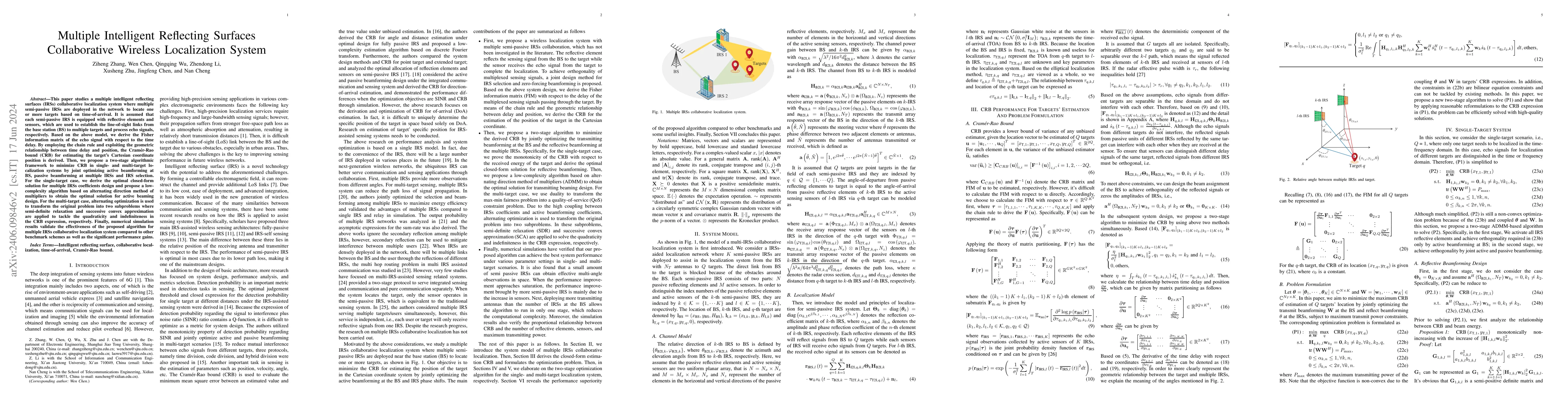 Thumbnail for Multiple Intelligent Reflecting Surfaces Collaborative Wireless
  Localization System