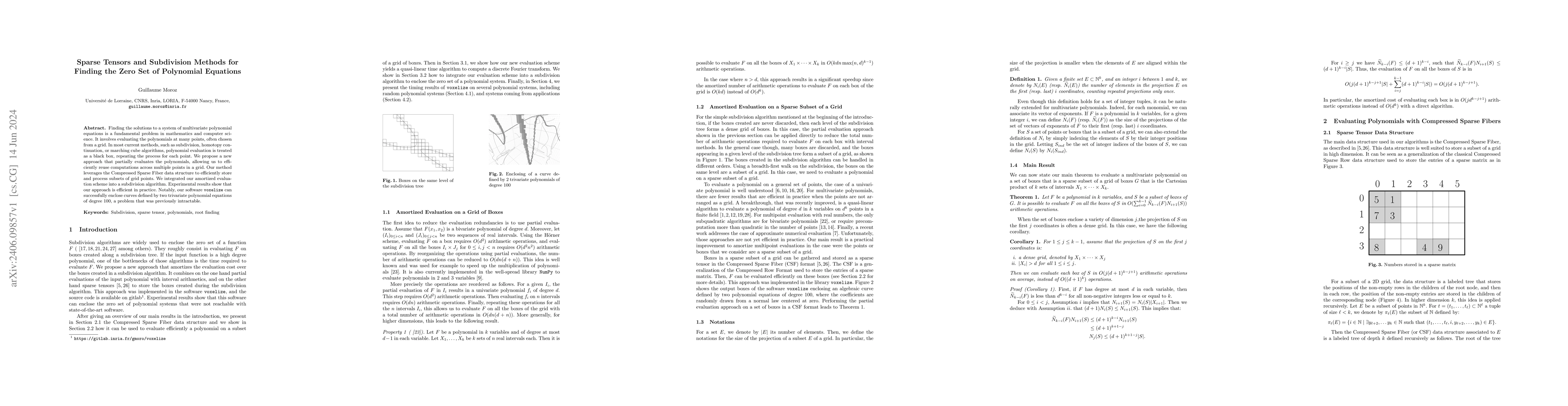 Thumbnail for Sparse Tensors and Subdivision Methods for Finding the Zero Set of
  Polynomial Equations