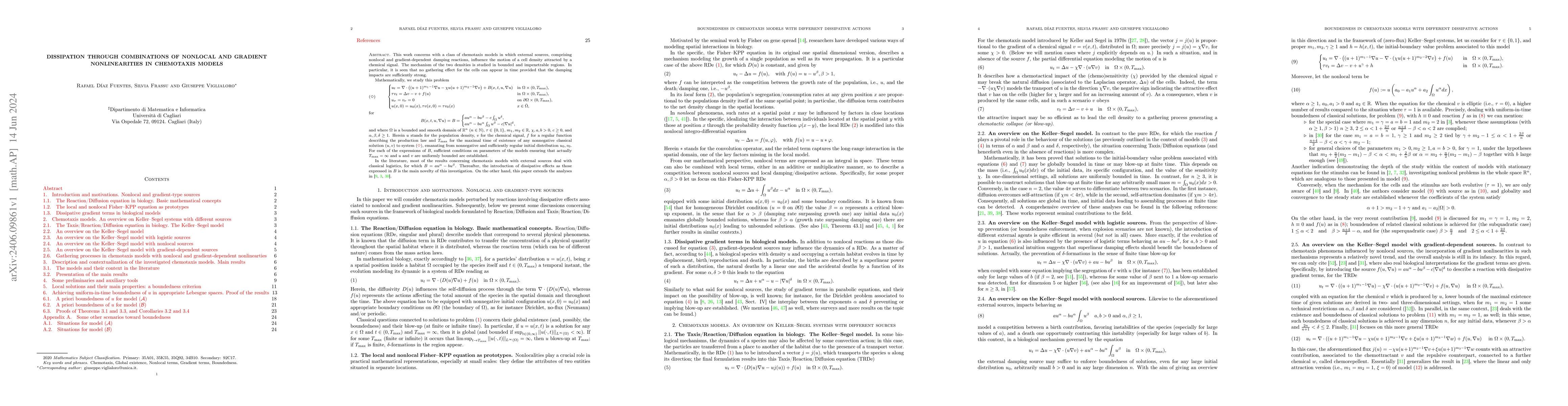 Thumbnail for Dissipation through combinations of nonlocal and gradient nonlinearities
  in chemotaxis models