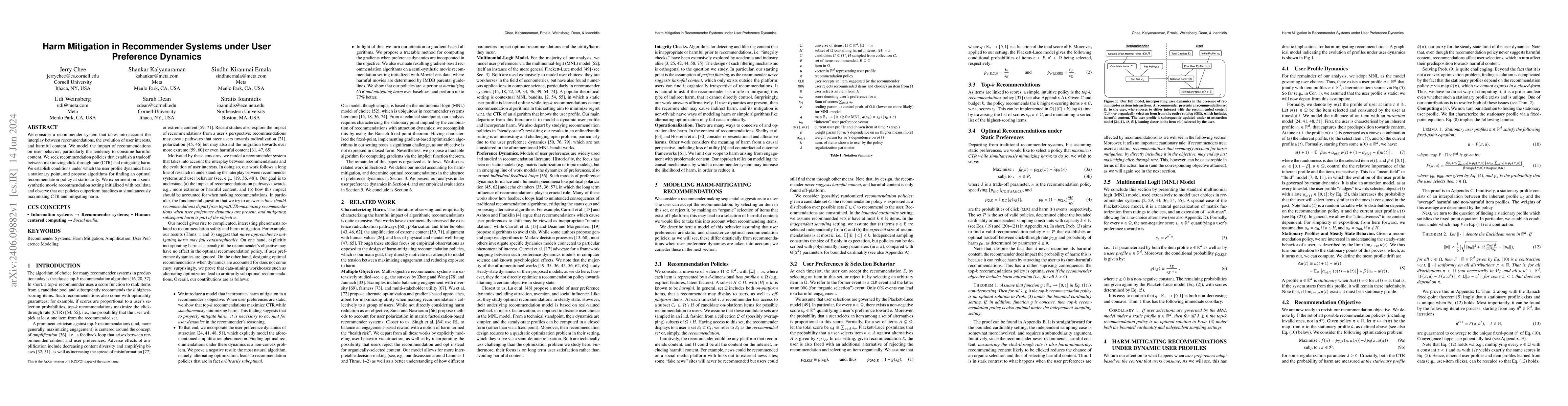 Thumbnail for Harm Mitigation in Recommender Systems under User Preference Dynamics