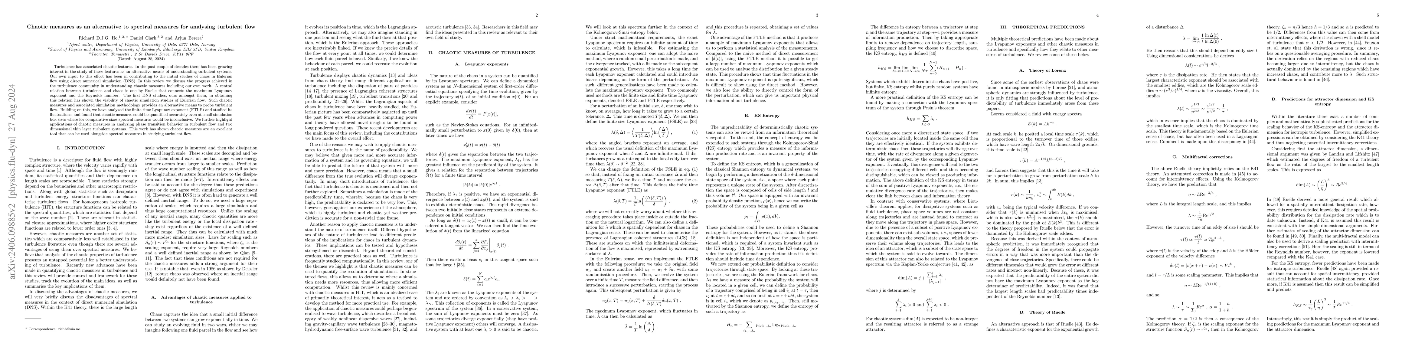 Thumbnail for Chaotic measures as an alternative to spectral measures for analysing
  turbulent flow