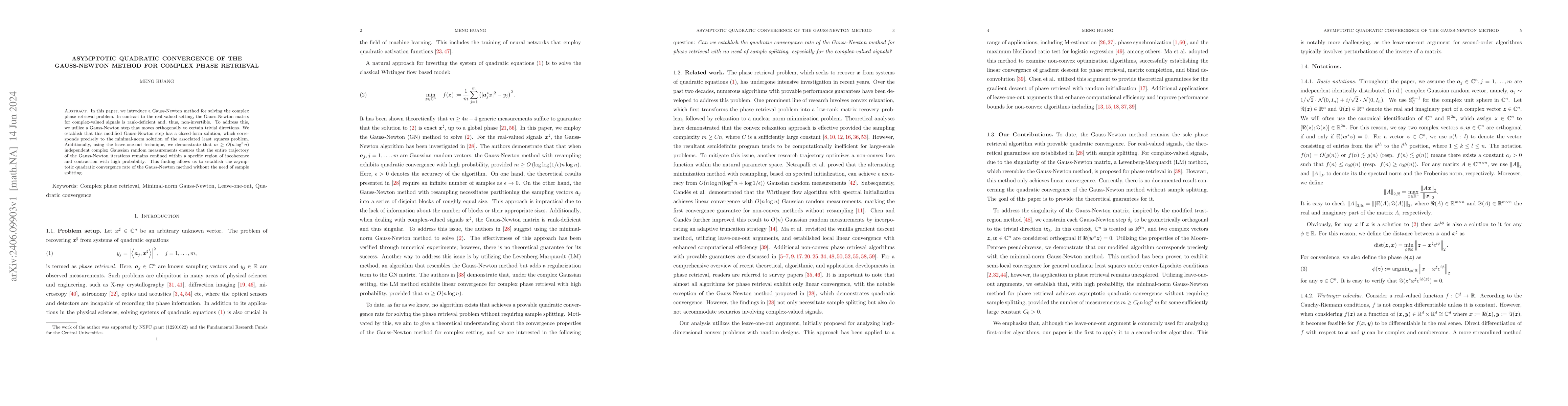 Thumbnail for Asymptotic quadratic convergence of the Gauss-Newton method for complex
  phase retrieval