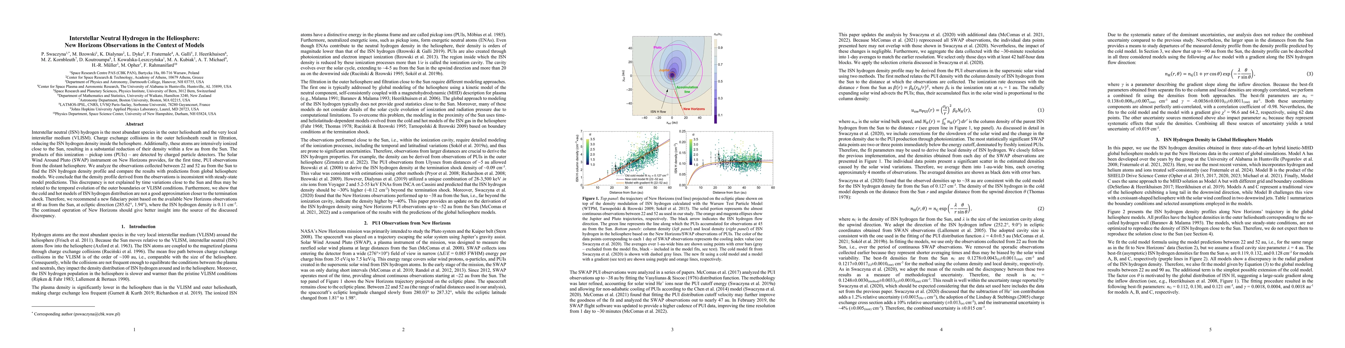 Thumbnail for Interstellar Neutral Hydrogen in the Heliosphere: New Horizons
  Observations in the Context of Models