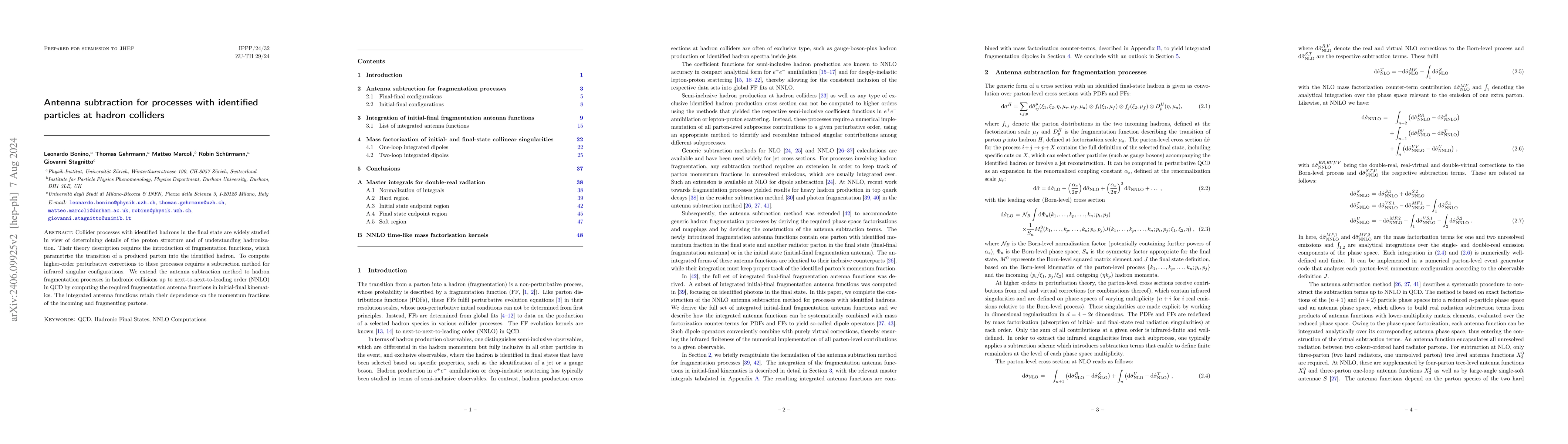 Thumbnail for Antenna subtraction for processes with identified particles at hadron
  colliders