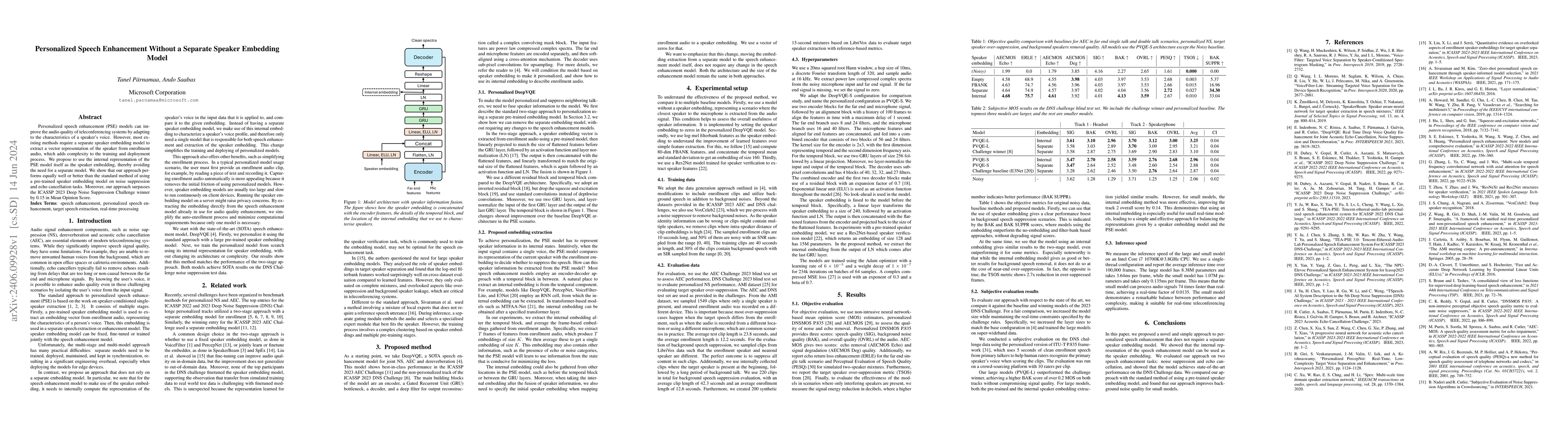 Thumbnail for Personalized Speech Enhancement Without a Separate Speaker Embedding
  Model