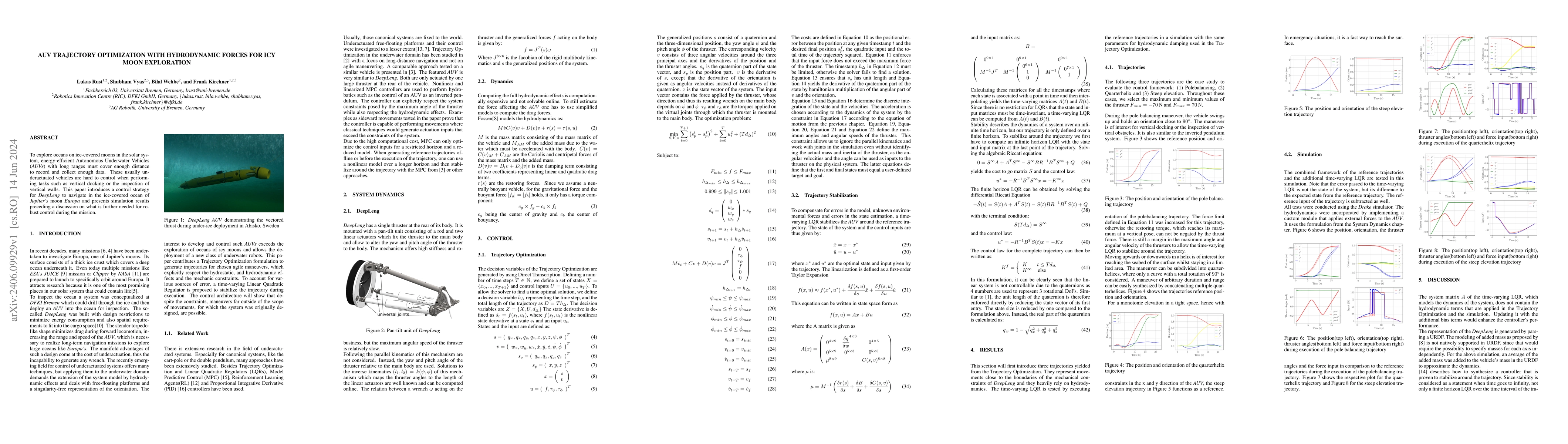 Thumbnail for AUV trajectory optimization with hydrodynamic forces for Icy Moon
  Exploration