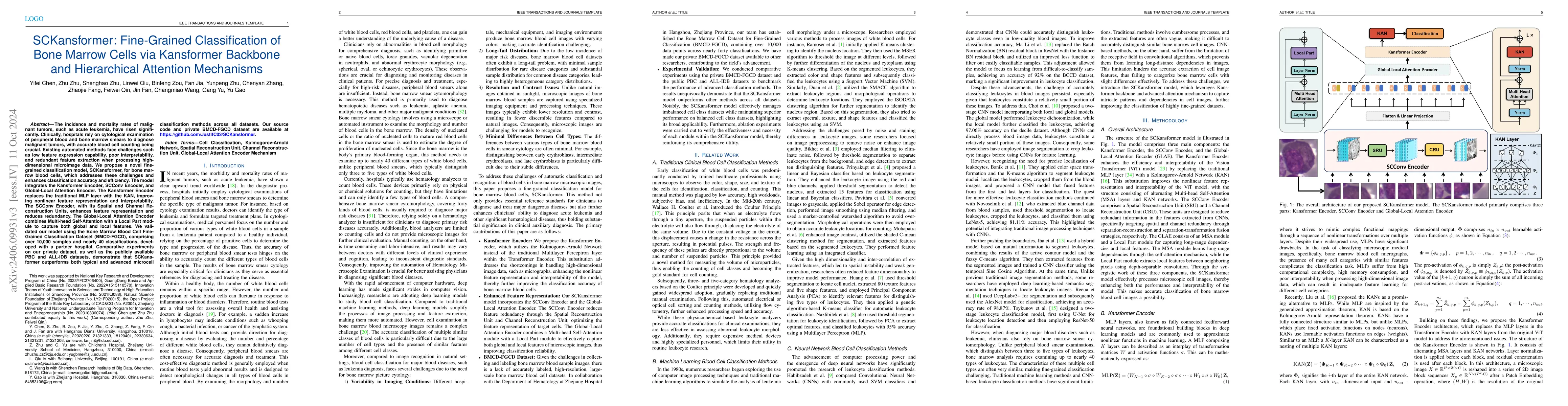 Thumbnail for SCKansformer: Fine-Grained Classification of Bone Marrow Cells via
  Kansformer Backbone and Hierarchical Attention Mechanisms