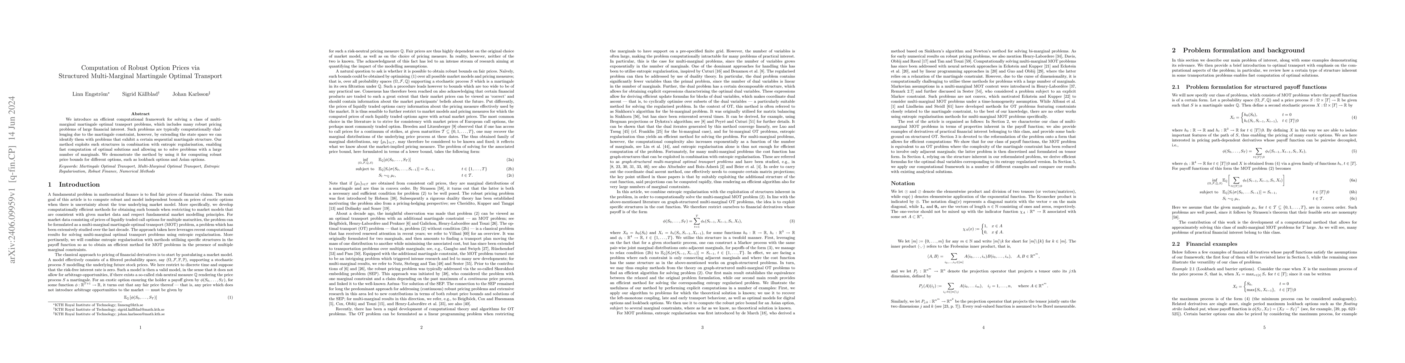Thumbnail for Computation of Robust Option Prices via Structured Multi-Marginal
  Martingale Optimal Transport