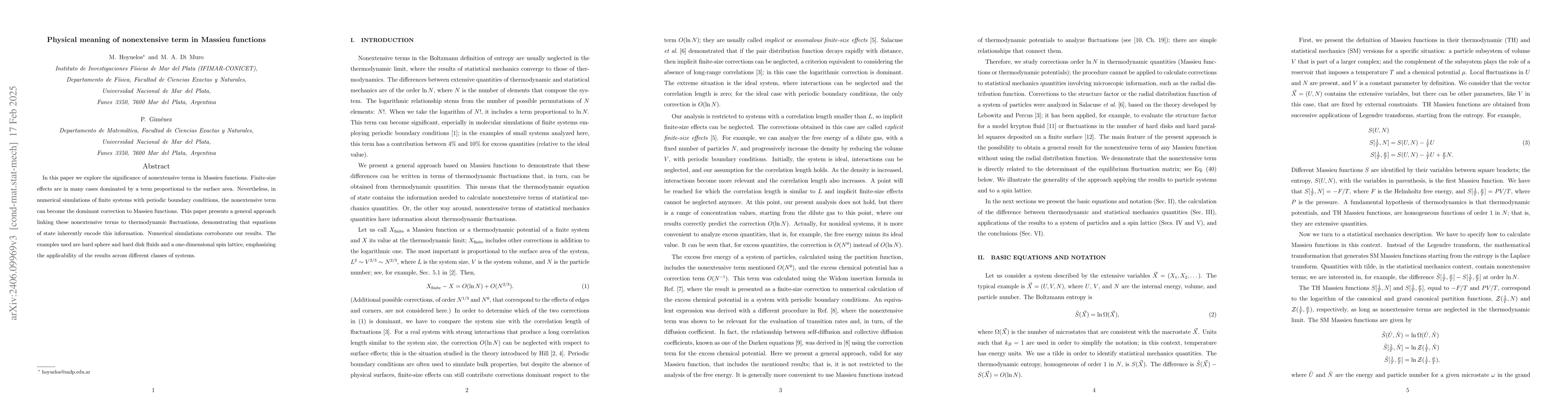 Thumbnail for Physical meaning of non-extensive term in Massieu functions
