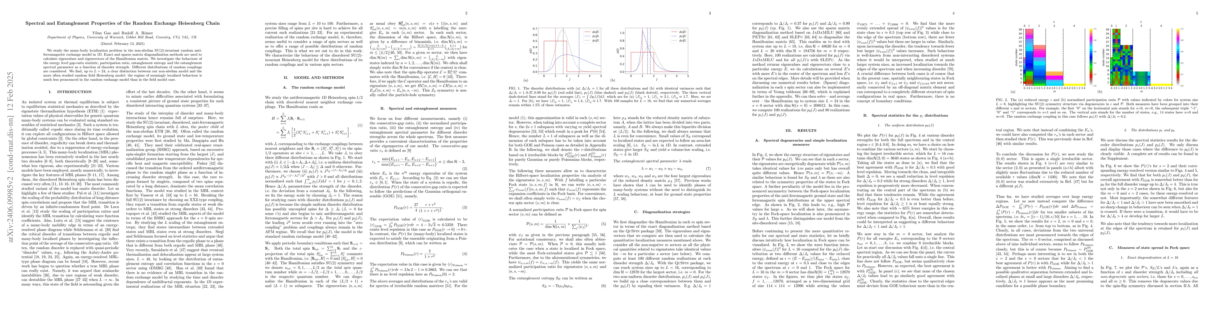 Thumbnail for Spectral and Entanglement Properties of the Random Exchange Heisenberg
  Chain